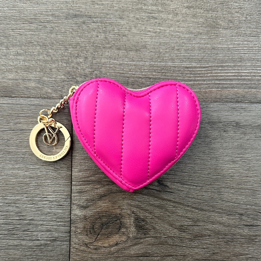 Victoria's Secret Pink Heart Keychain with Gold Charm